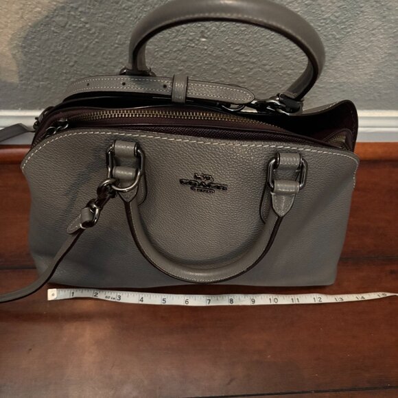 Coach Pebbled Leather Quinn Satchel – Grey Structured Handbag - Picture 15 of 17